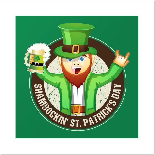 Rockiges St. Patrick's Day "Rocking Finger" Bier Party Irish Pub T-Shirt Wall Art by stearman